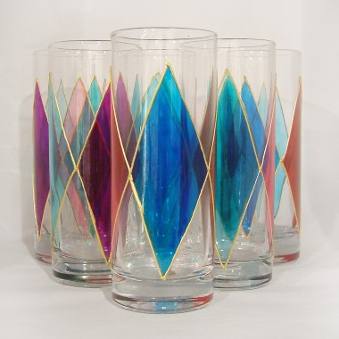 Verres à eau peints à la main
