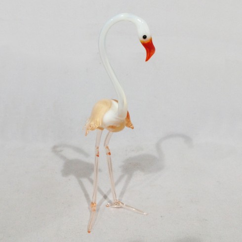 Flamant rose blanc en verre