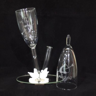 Verres Duo colombes blanche en verre