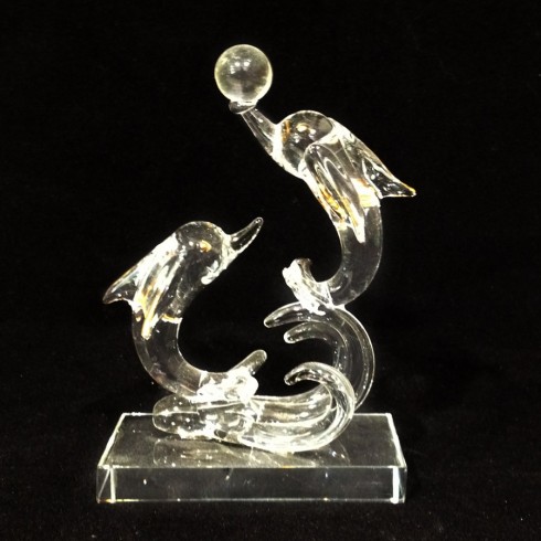 Couple de dauphins en verre