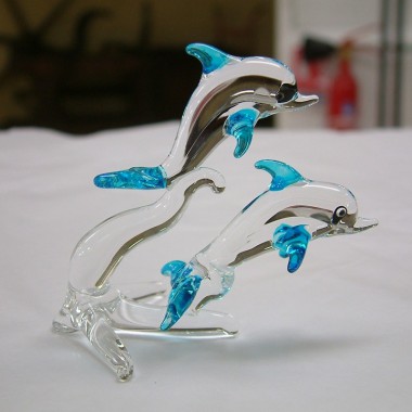 Couple de dauphins en verre