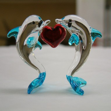 Couple de dauphins en verre