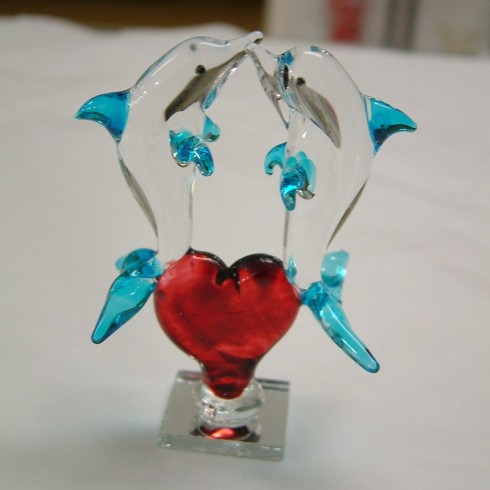 Couple de dauphins en verre