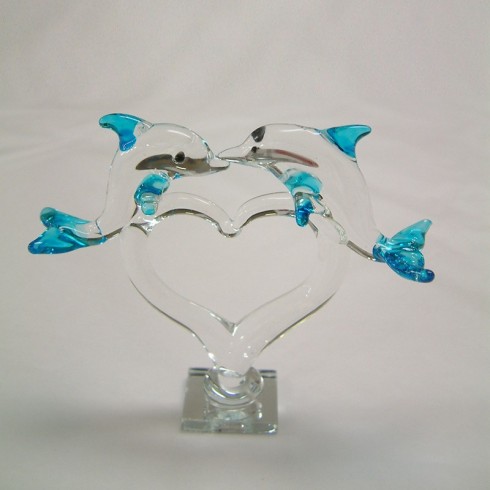 Couple de dauphins en verre