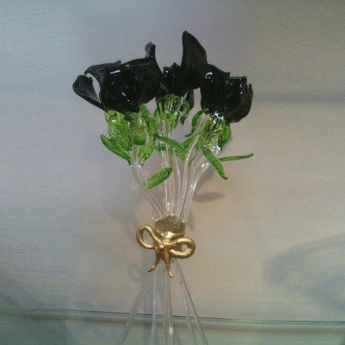 Bouquet de roses en verre