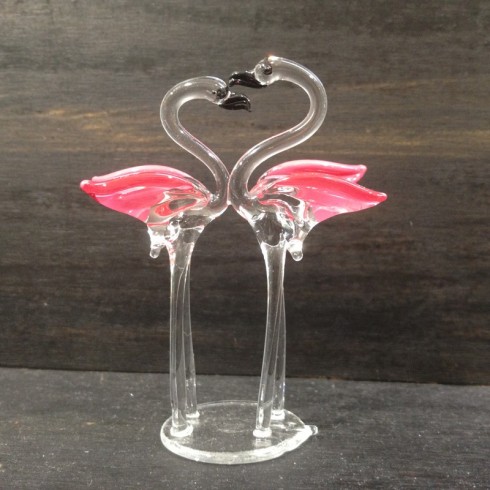 Flamant rose en verre