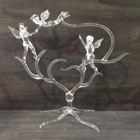 Grand trio d'anges en verre