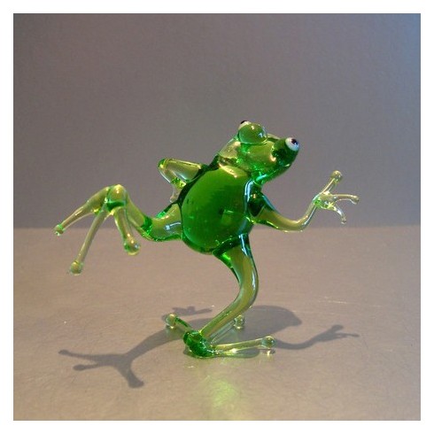 Grenouille dansante en verre 