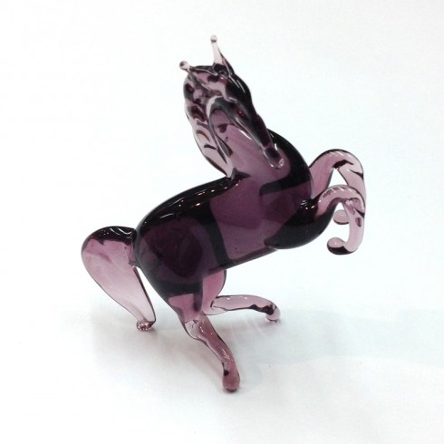 Cheval cabré en verre 