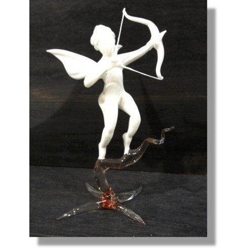  Ange Cupidon en verre blanc en verre