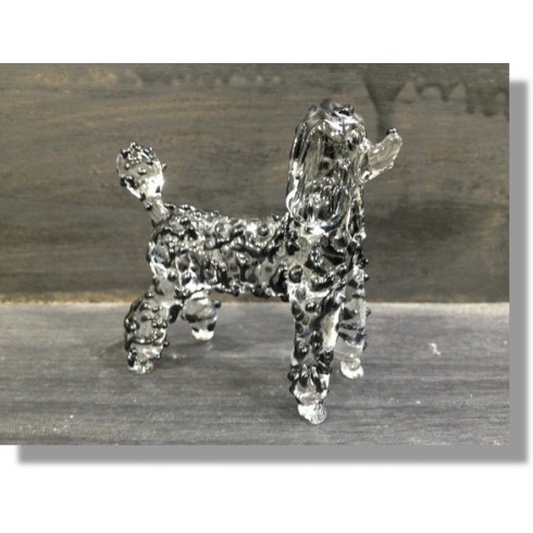  Caniche en verre noir et transparent 