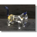  Chat en verre avec son bébé bleu transparent 