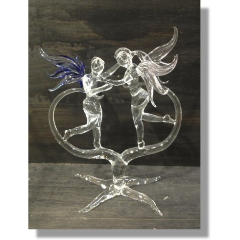  Couple avec ailes en verre 