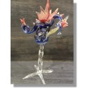  Dragon en verre bleu et rouge 