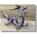  Dragon chinois en verre bleu et noir 