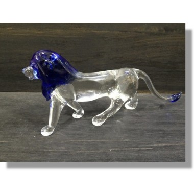  Lion bleu en verre 