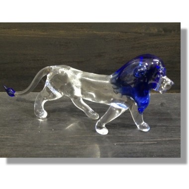  Lion bleu en verre 