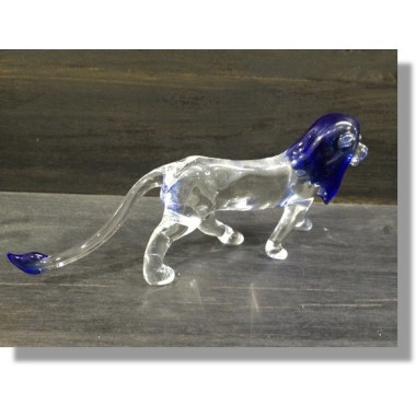  Lion bleu en verre 