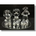  Singes de la sagesse en verre transparents 