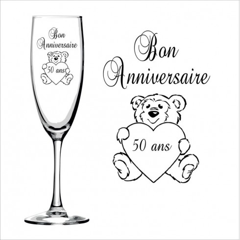 Verre Grave Anniversaire En Verre A 7 00