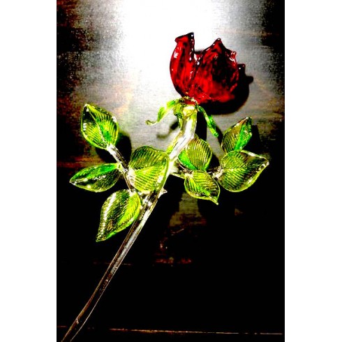 Grande rose rouge en verre à 35,00 €