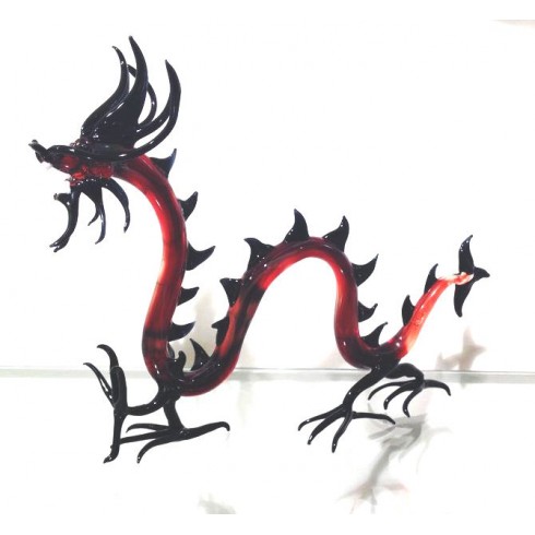 Dragon chinois en verre rouge