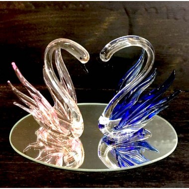 Cygne couple verre