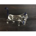 Chat en verre avec son bébé bleu transparent