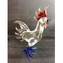 Coq en verre bleu, blanc, rouge