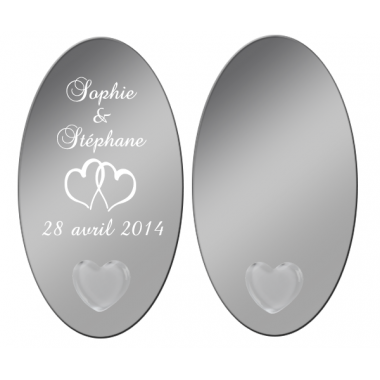 Miroir message gravé et coeur personnalisé en ligne