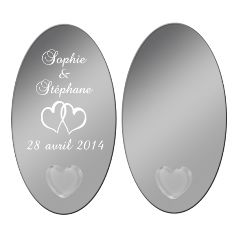 Miroir message gravé et coeur personnalisé en ligne