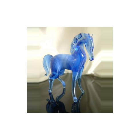 Cheval bleu en verre en verre