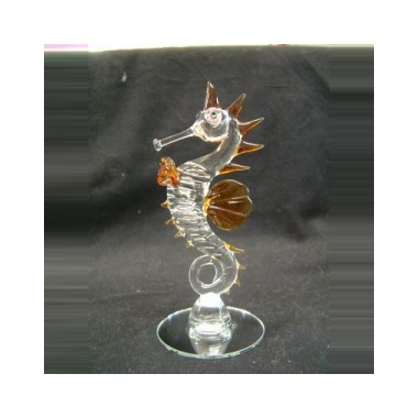 Hippocampe sur miroir en verre