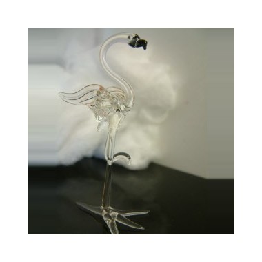 Flamant rose transparent en verre