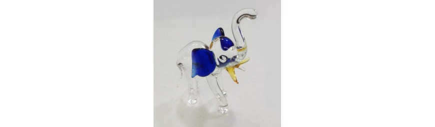 Animaux en verre -  Eléphant en verre -  Cristallerie de la Fontaine