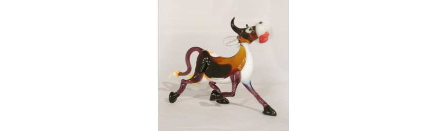 Animaux en verre -  Vache en verre -  Cristallerie de la Fontaine