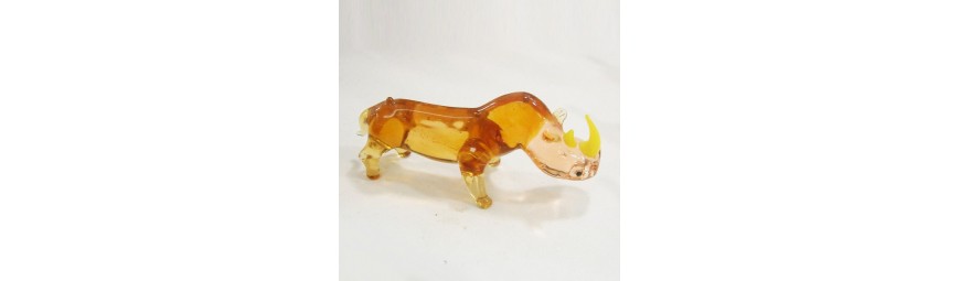 Animaux en verre -  Rhinocéros en verre -  Cristallerie de la Fontaine