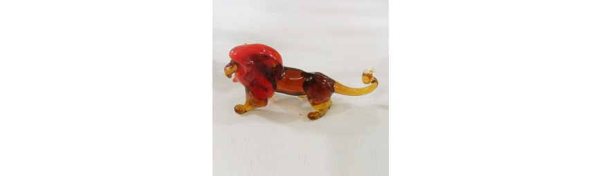 Animaux en verre -  Lion en verre -  Cristallerie de la Fontaine